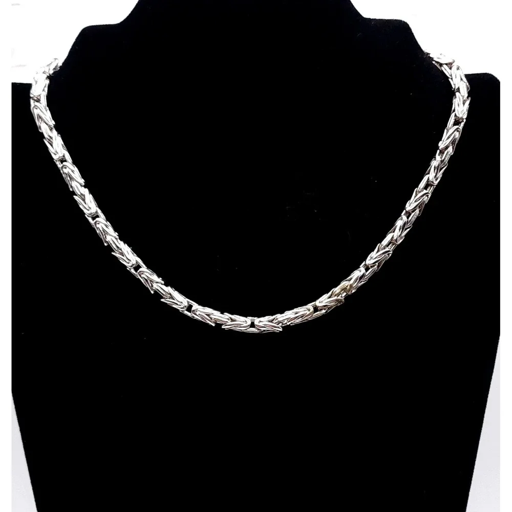 Byzantine Chain Necklace Silver Gold 18in